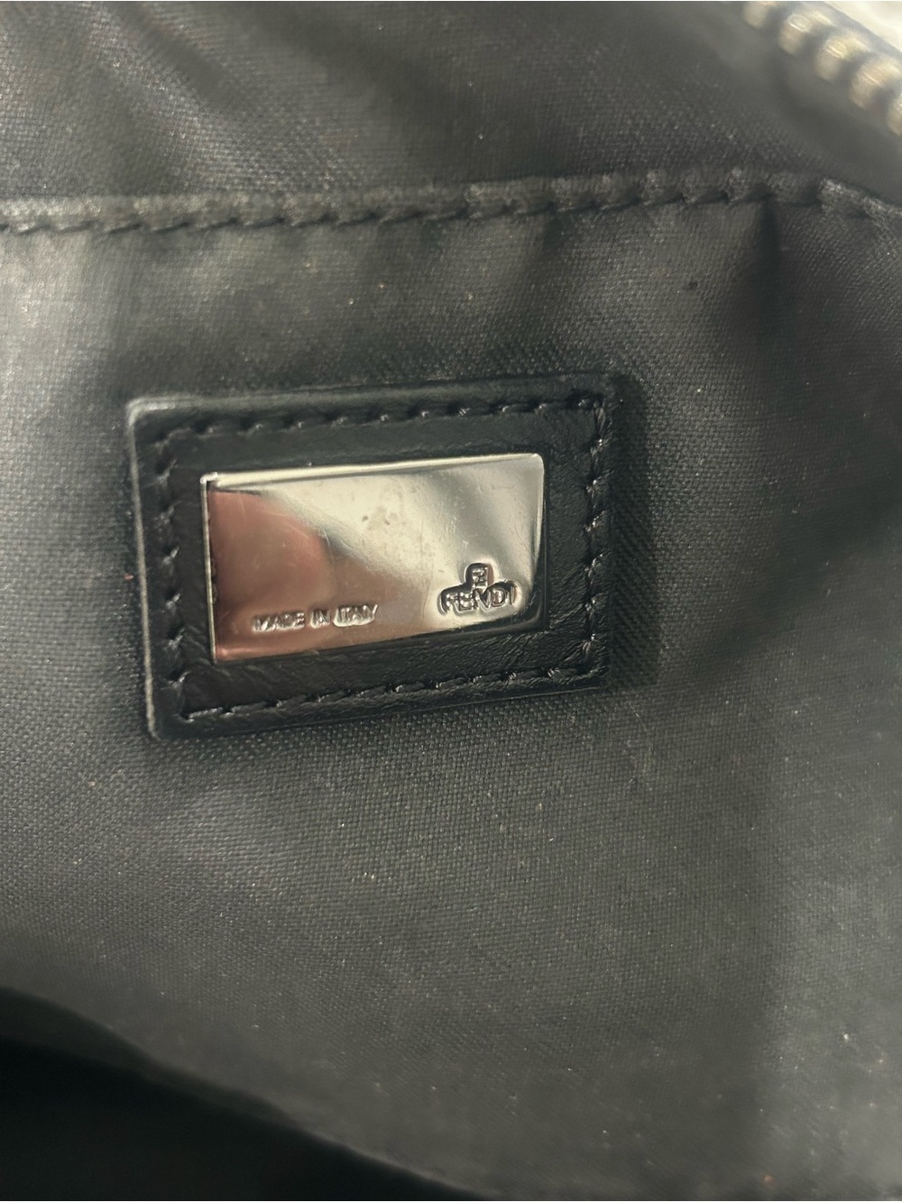 VTG Fendi Zucchino FF Monogram Logo Mini Pochette Shoulder Bag Black-Grey - Picture 12 of 16